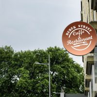 Close up of a shop sign mock up